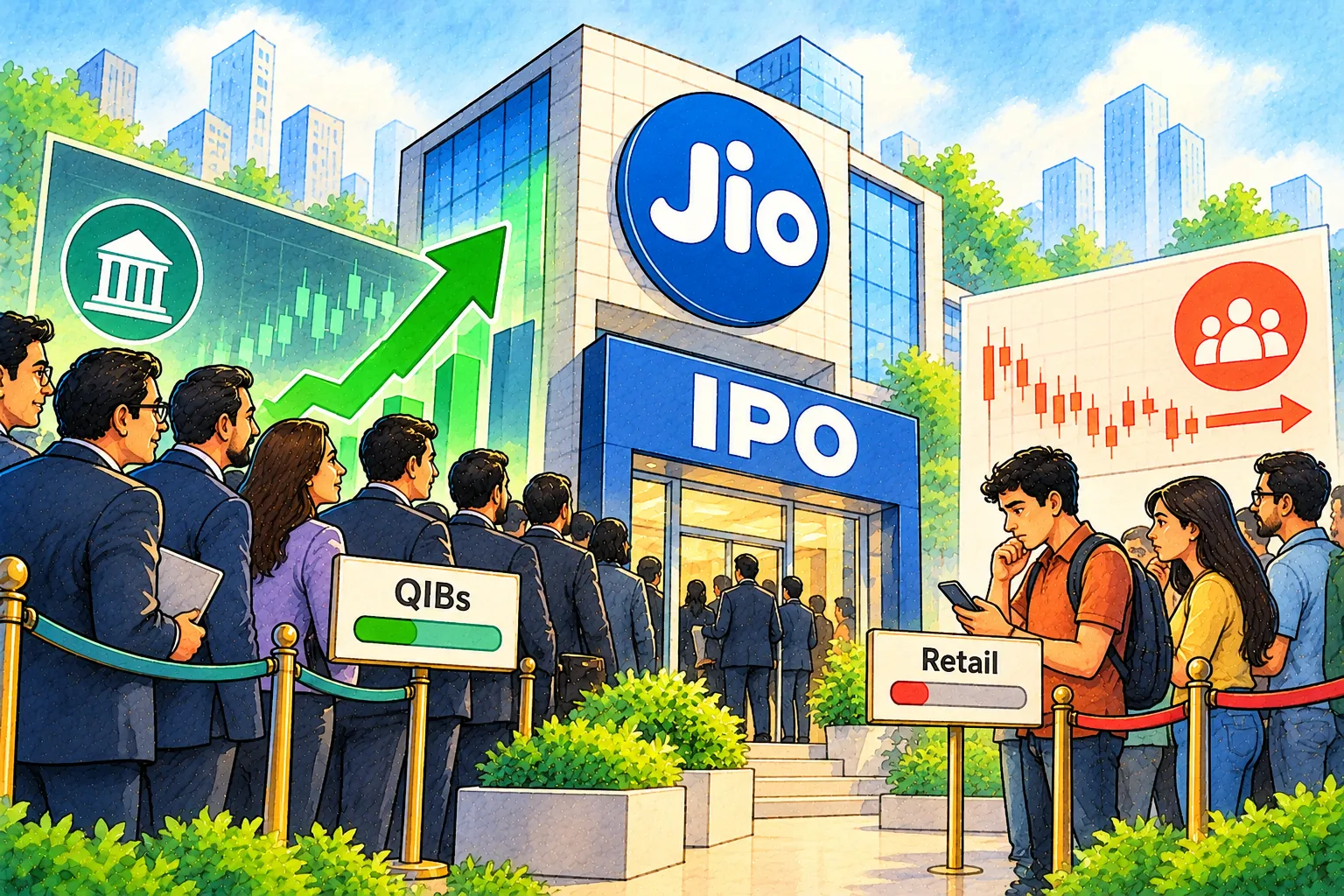 Institutional investors show strong interest while retail demand remains subdued in Jio IPO