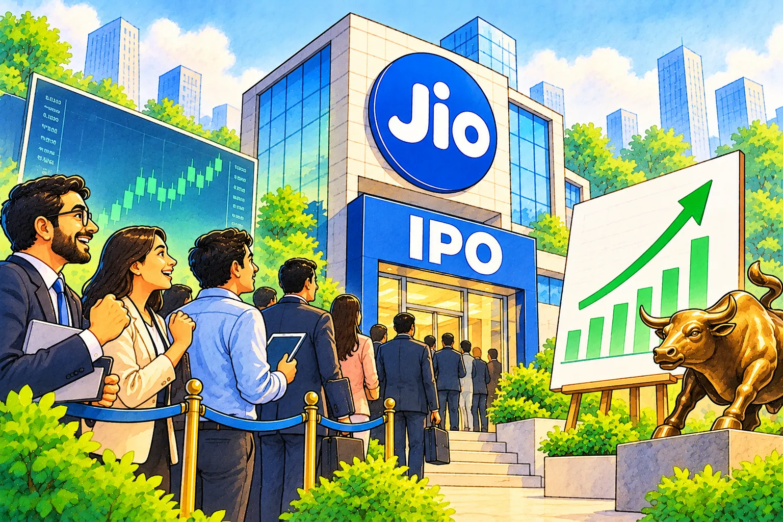 Investors queue at Jio IPO amid rising charts and market optimism