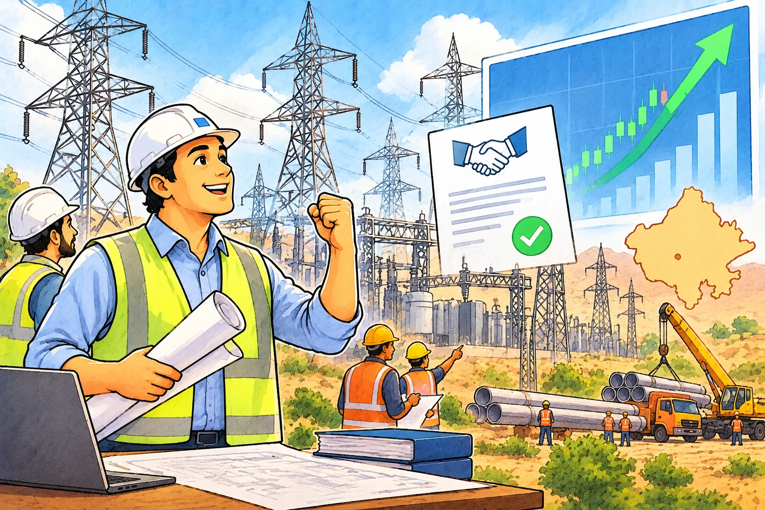 Jyoti Structures Surges Up to 14% on ₹949 Crore Power Grid HVDC Transmission Orders in Rajasthan