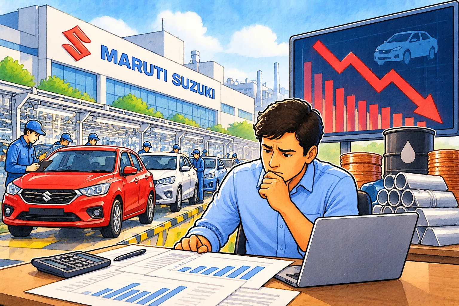 Maruti Suzuki cars and falling profit charts amid rising costs