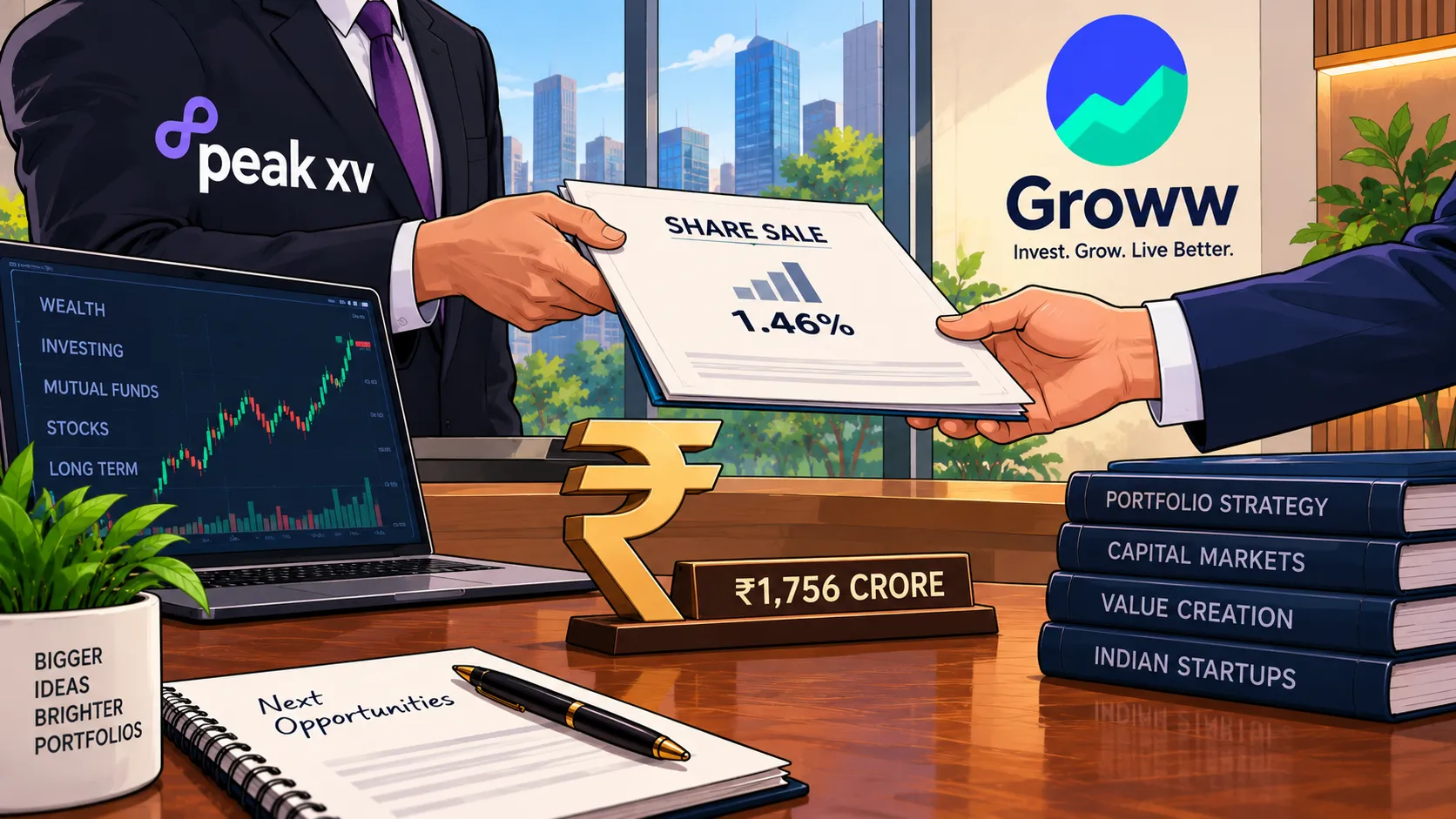 Peak XV sells Groww stake for ₹1,756 crore